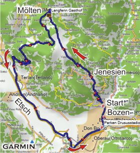 Karte Bozen-Langfennwiesen-Etschtalradweg Karte Bozen-Langfennwiesen-Etschtalradweg
